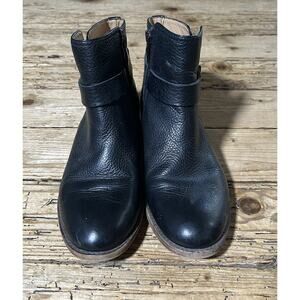 Franco Sarto Women’s Size 7.5 Black Leather Heeled Ankle Booties W/ Buckles